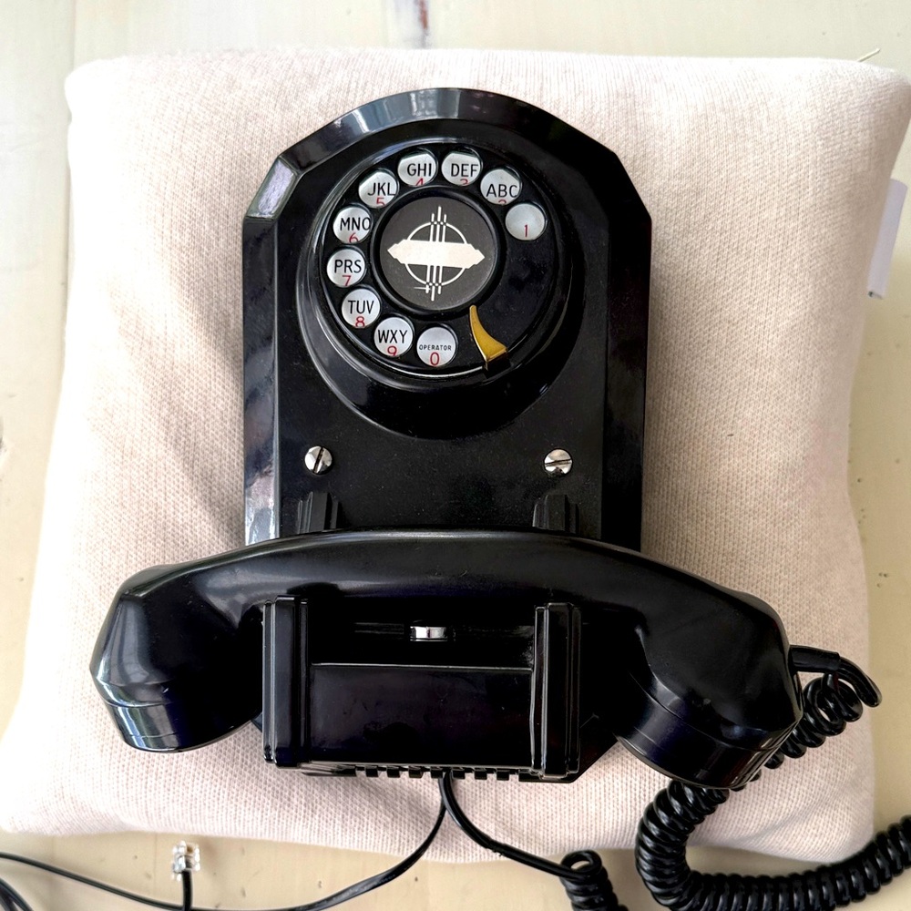 Vintage Black Wall Mount Rotary Dial Telephone - Monophone Automatic Electric